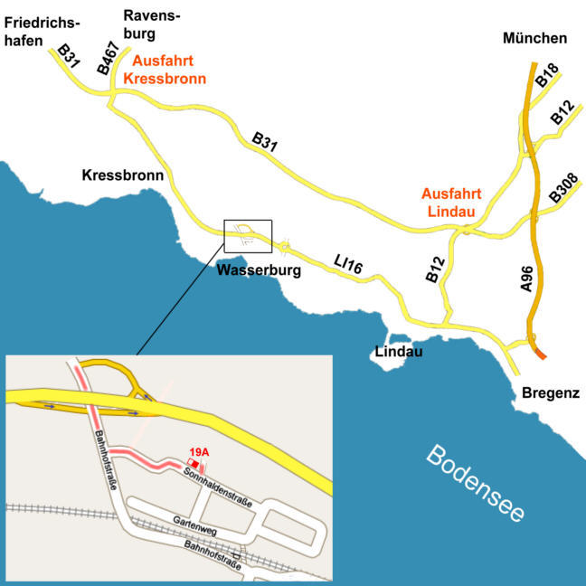 Anfahrt zu Anke Dembowski in Wasserburg am Bodensee